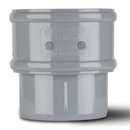 POLYPIPE RAINWATER 68mm ROUND DOWNPIPE CONNECTOR RR125G GREY