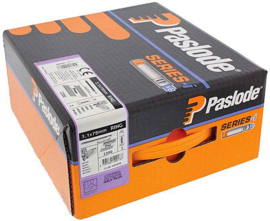 PASLODE 141072 75 x 3.1mm GALV PLUS RING NAILS & 2 FUEL CELLS FOR IM360 (BOX 2200)