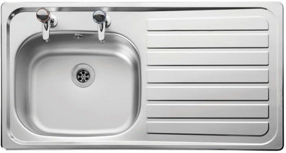 LEISURE LN95R/ LEXIN R/H 1 BOWL 0.9 GAUGE SINK 950 x 508mm SATIN STAINLESS STEEL