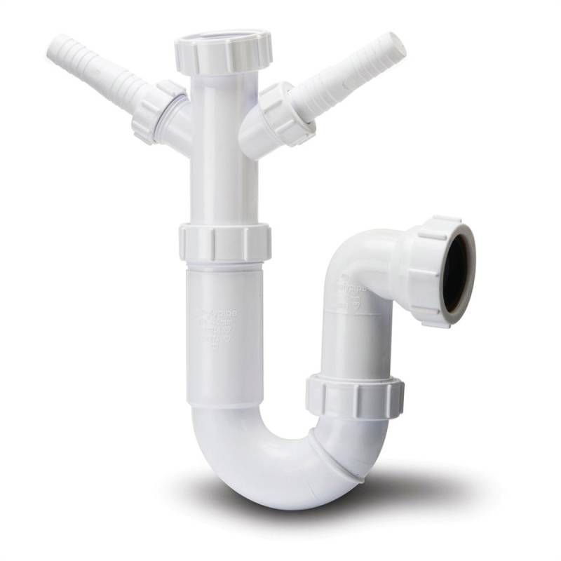 POLYPIPE TWIN APPLIANCE TRAP 40mm WHITE PPT4200