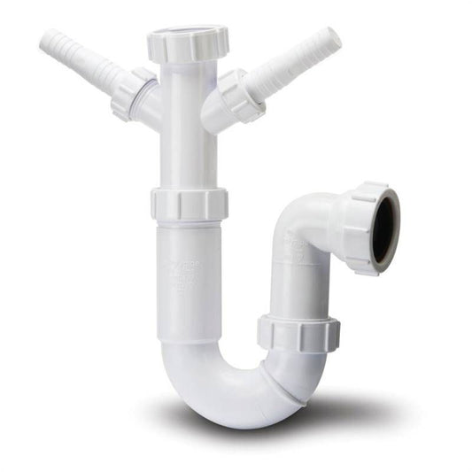POLYPIPE TWIN APPLIANCE TRAP 40mm WHITE PPT4200