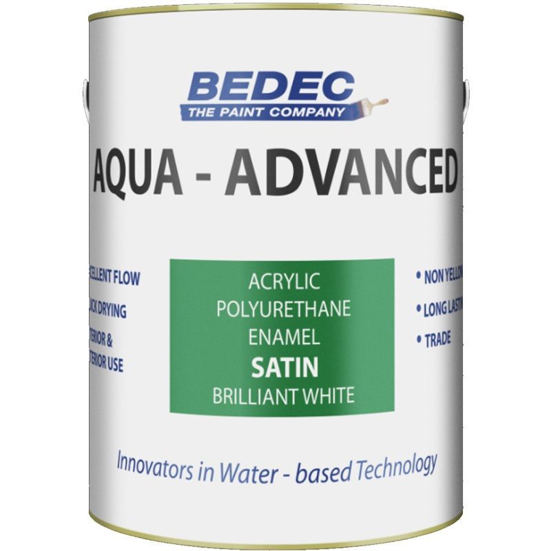 BEDEC AQUA ADVANCED ACRYLIC SATIN FINISH 5l BRILLIANT WHITE BEDE2QB0002/46