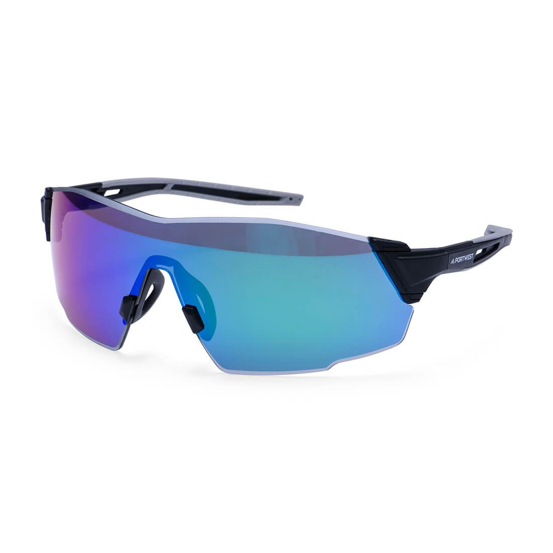 Sporty Shield Safety Glasses, , , Blue Mirror