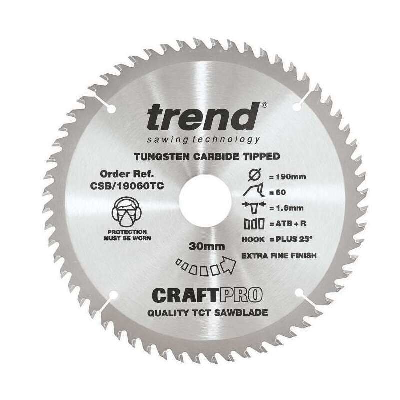 TREND CSB/19060TC TCT CIRCULAR SAW BLADE 60T x 30 x 190mm