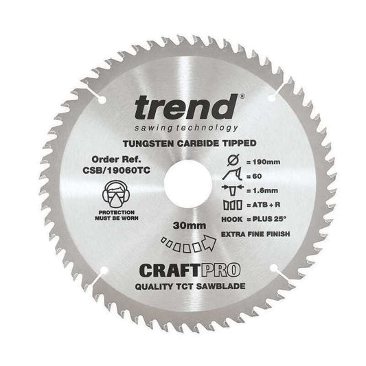 TREND CSB/19060TC TCT CIRCULAR SAW BLADE 60T x 30 x 190mm