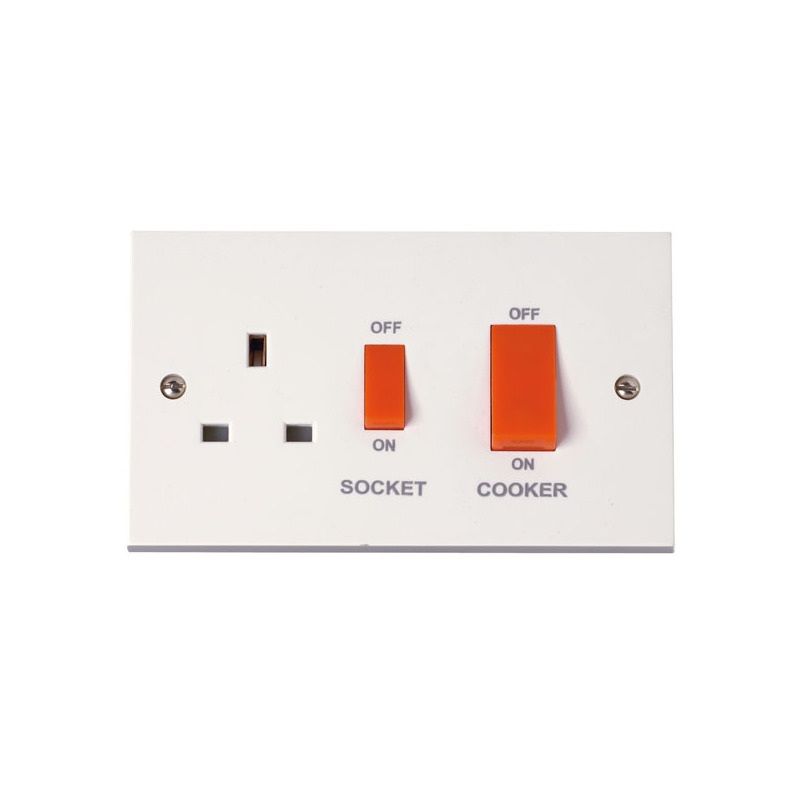 CLICK PRW204 45A COOKER SWITCH & 13A SOCKET WHITE