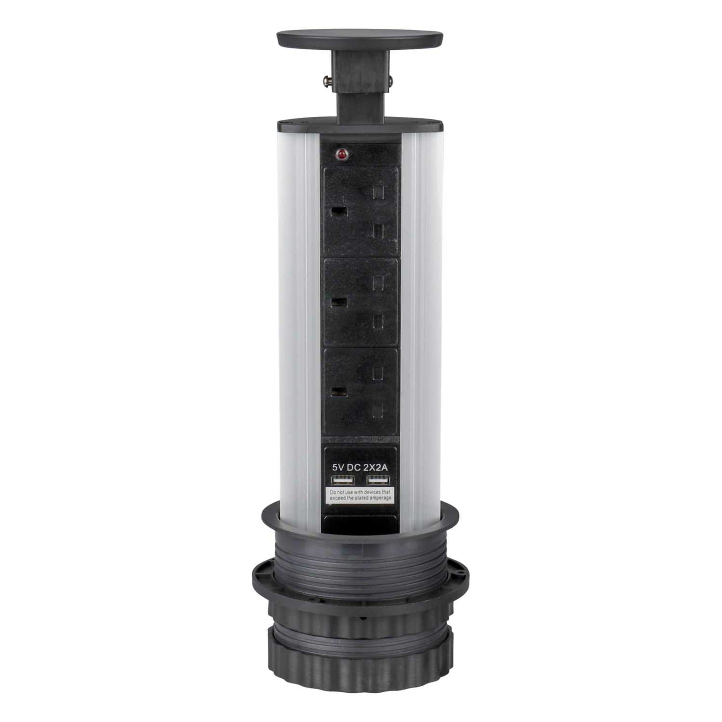 ELD Powerport 3 x 13A Pop Up Sockets with USB and USB-C Ports Black