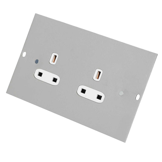 Electrak Legrand 75mm Plate with 2 Gang Unswitched Socket Outlet