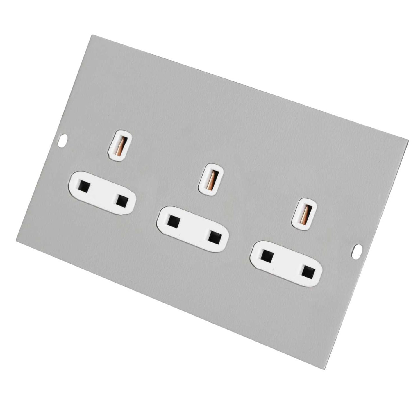 Electrak Legrand 75mm Plate with 3 Gang Unswitched Socket Outlet