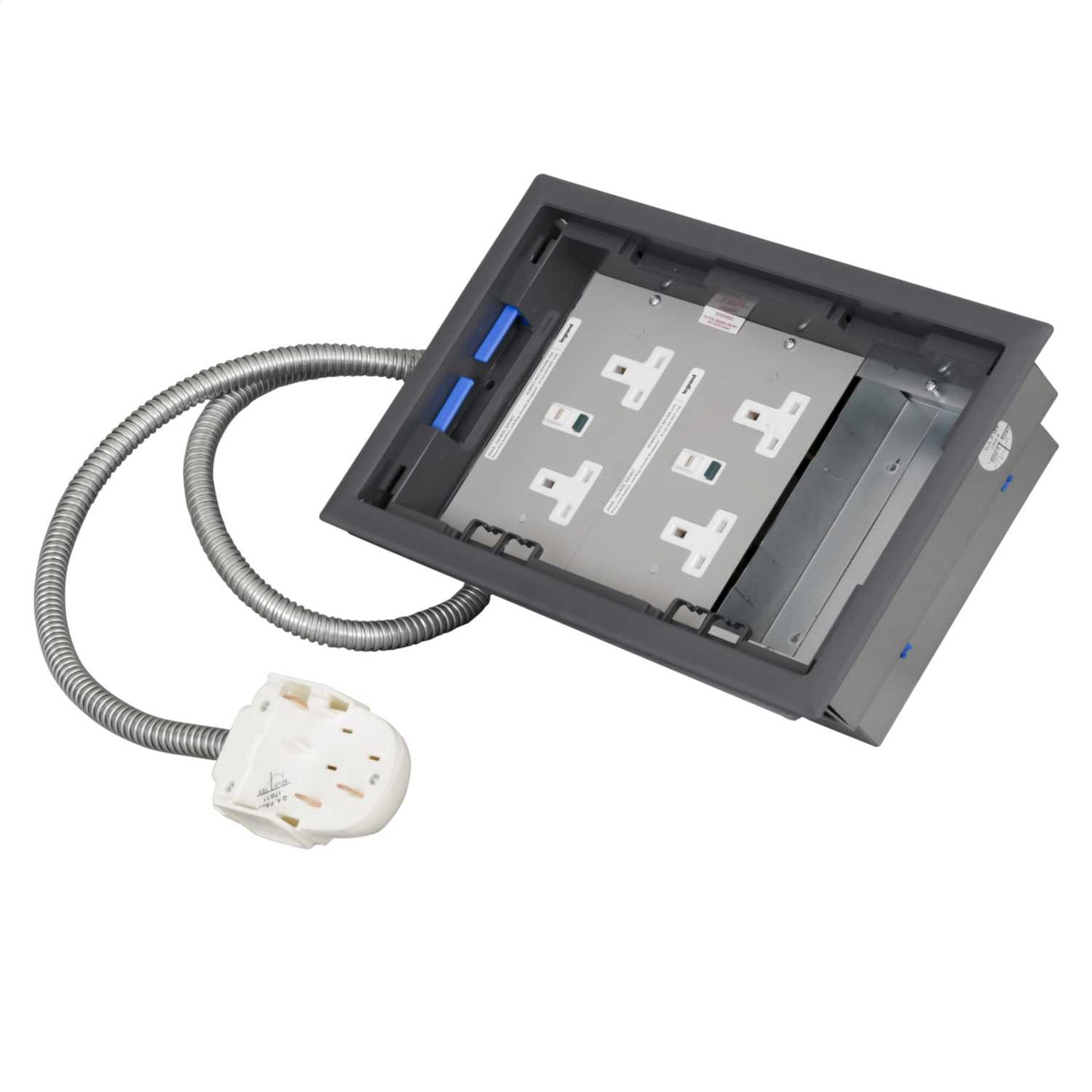 Electrak Legrand 3 Compartment Box with 5m 2P+E Tap off and 2 Twin RCD Socket Plates
