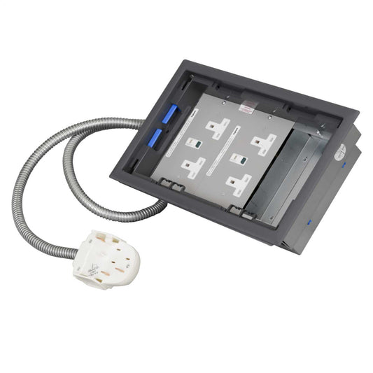 Electrak Legrand 3 Compartment Box with 5m 2P+E Tap off and 2 Twin RCD Socket Plates