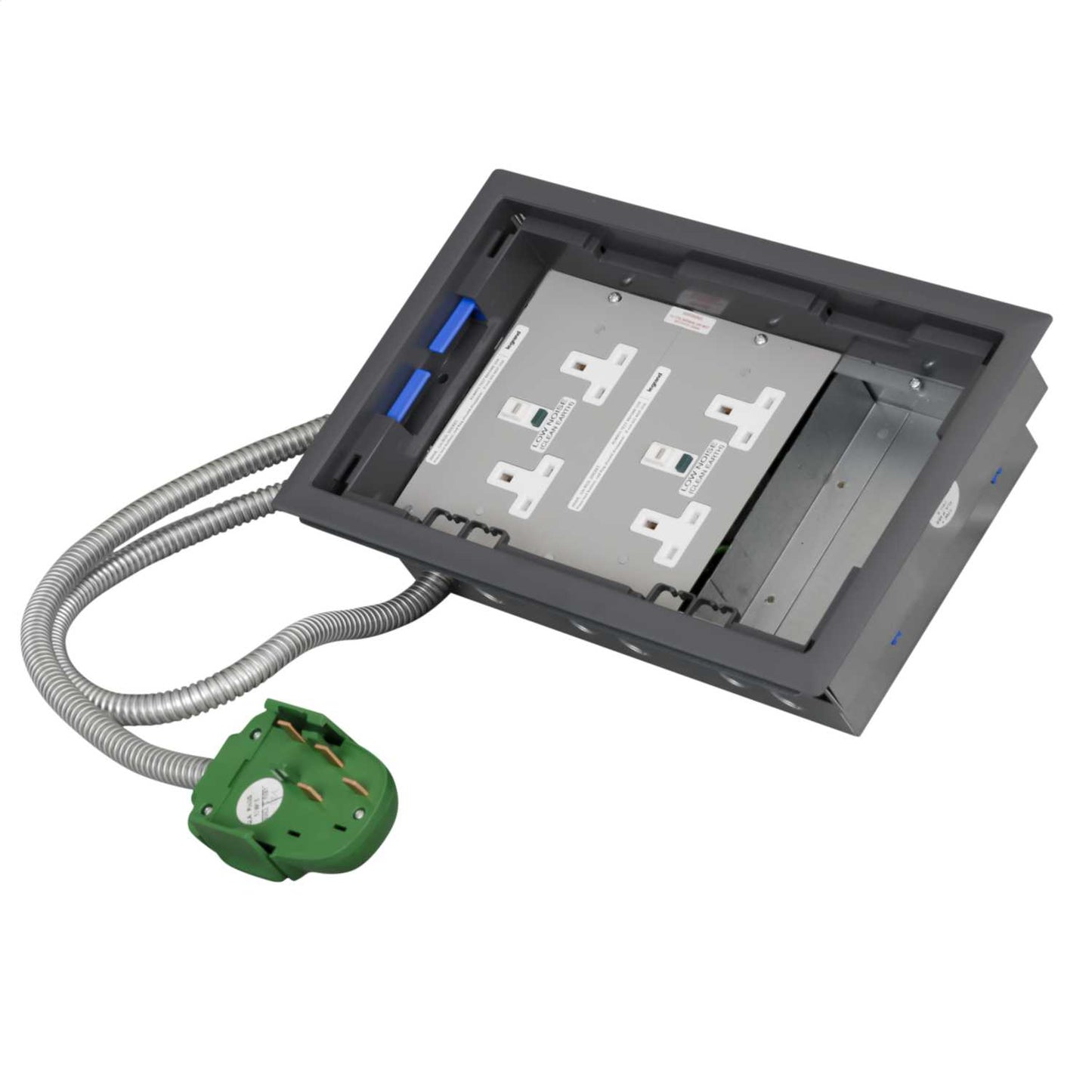 Electrak Legrand 3 Compartment Box with 5m 2P+E+CE Tap Off and 2 Twin RCD Socket Plate