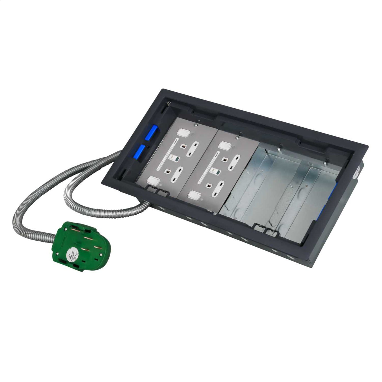 Electrak Legrand 4 Compartment Box with 2P+E Tap-Off and 2 Twin RCD Socket Plates