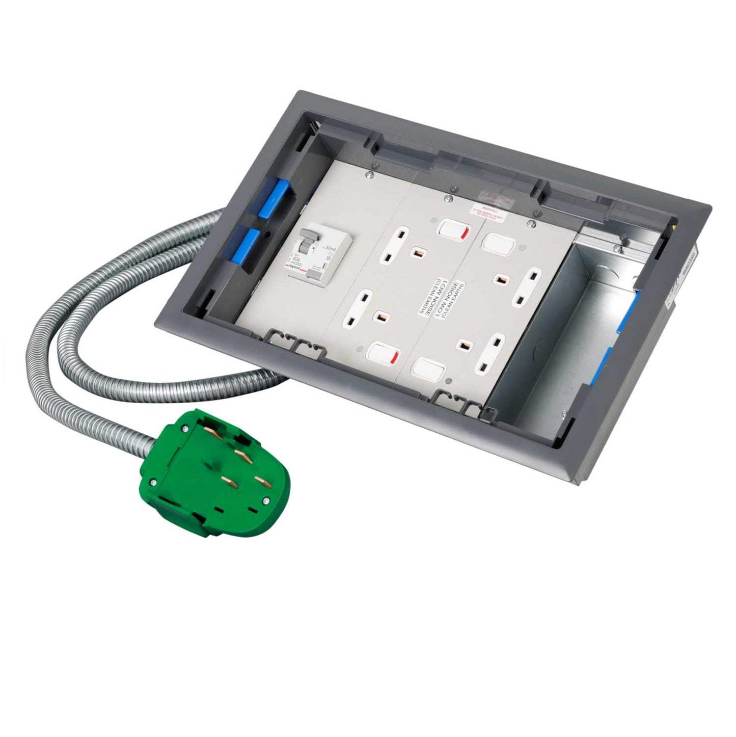 Electrak Legrand Floor Box with Type A RCD and 2 x Low Noise Twin Switched Sockets JP2332 Tap Off