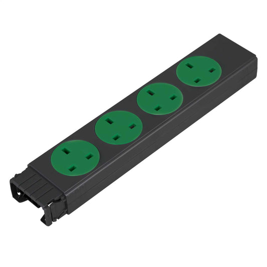 Electrak Legrand 4 Gang Socket Module Fused - Rotatable Green - 2P+CE