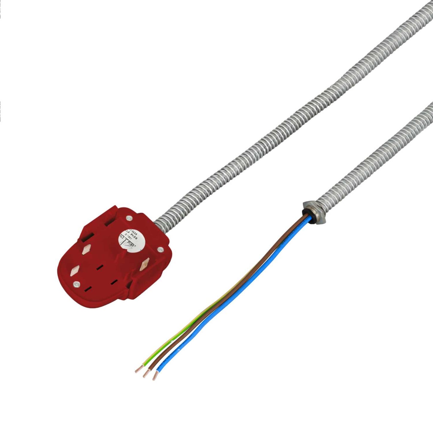 Electrak Legrand 3m 32A Unfused Red Tap Off Unit 2P+E, with M/Flex Conduit Auxiliary Earth