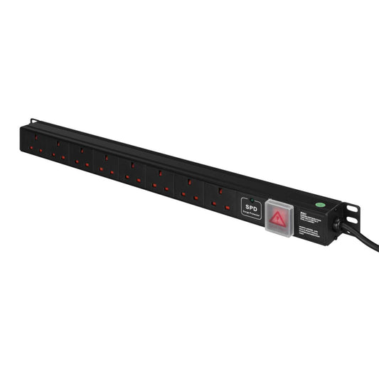 Emitex 8 Way 13A Vertical 19" PDU Surge Protected