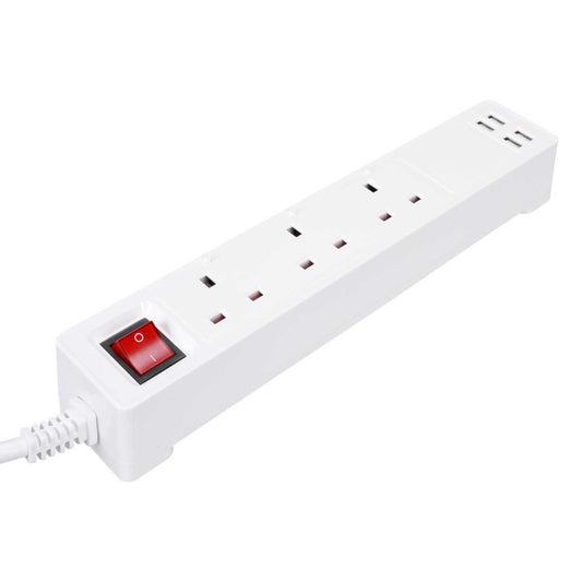 Enerj 13A 1.8m 3 Gang Switched Wi-Fi Extension Lead with 4 USB Outlets
