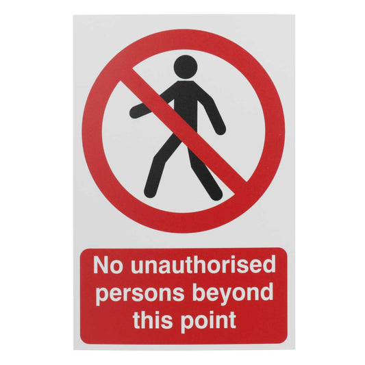 'No Unauthorised Persons Beyond This Point' Sign