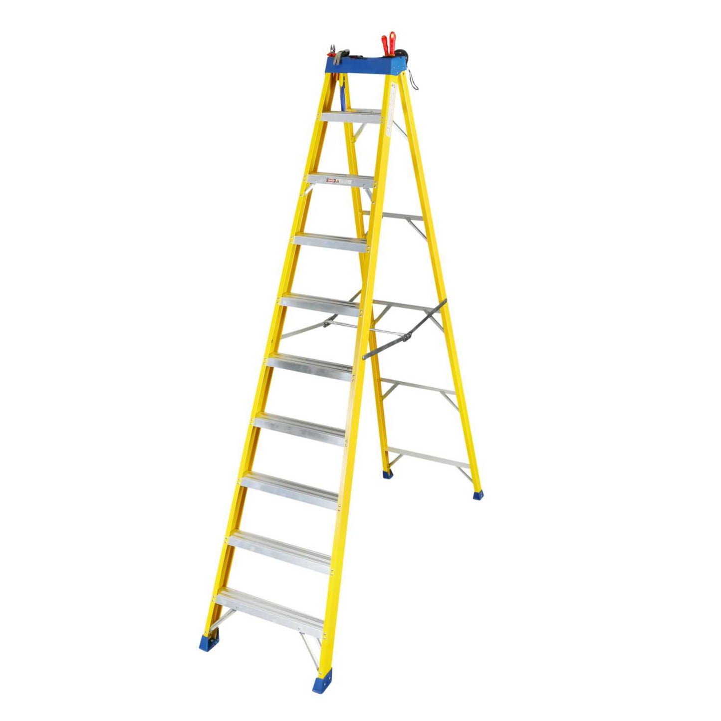 Engex 10 Tread Fibreglass Stepladder with Magnetic Tool Tray