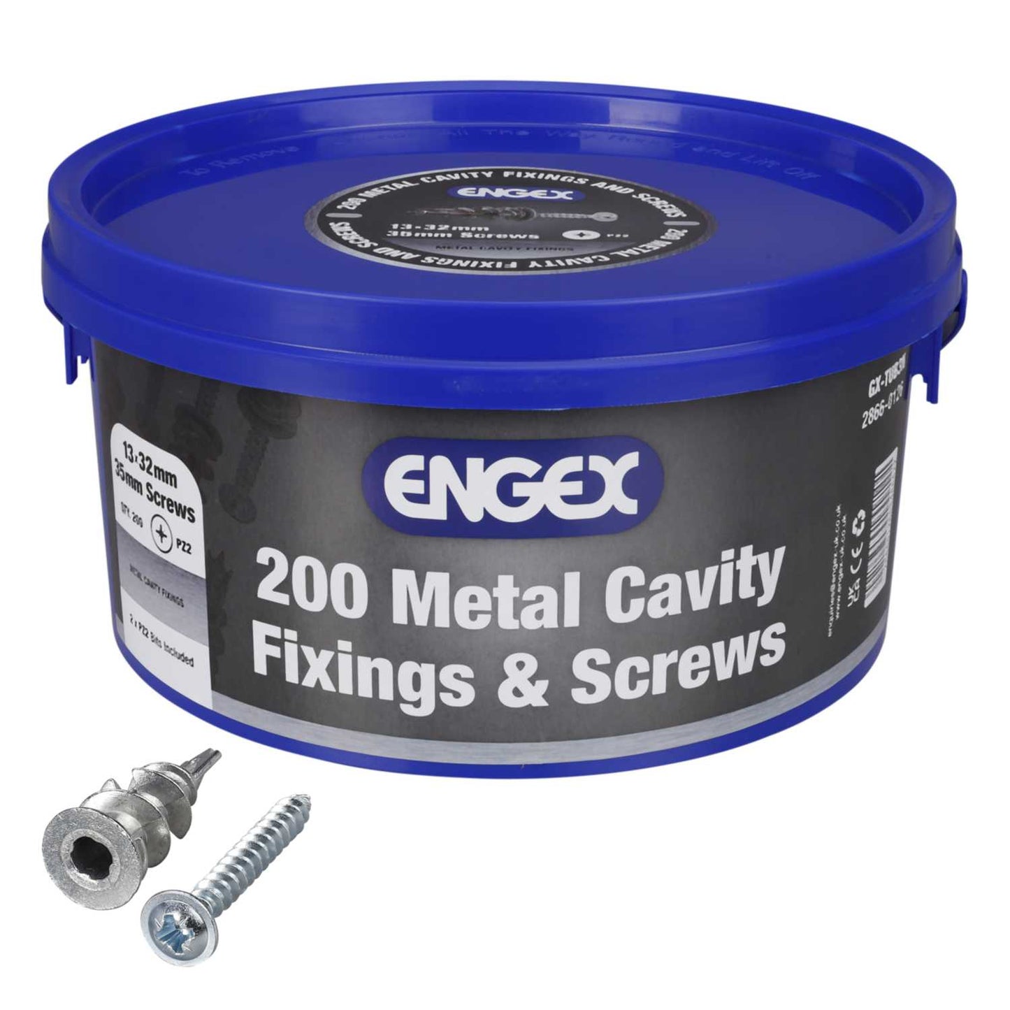 Engex Trade Tub Metal Plasterboard Fixings and Screws (Tub of 200)