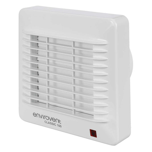Envirovent 100mm 4" Classic Auto Shutter Fan with Humidistat and Timer