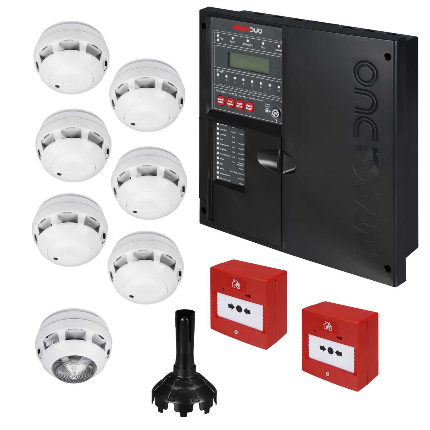 Magduo Magduo 4 Zone Two Wire Conventional Fire Alarm Kit Black