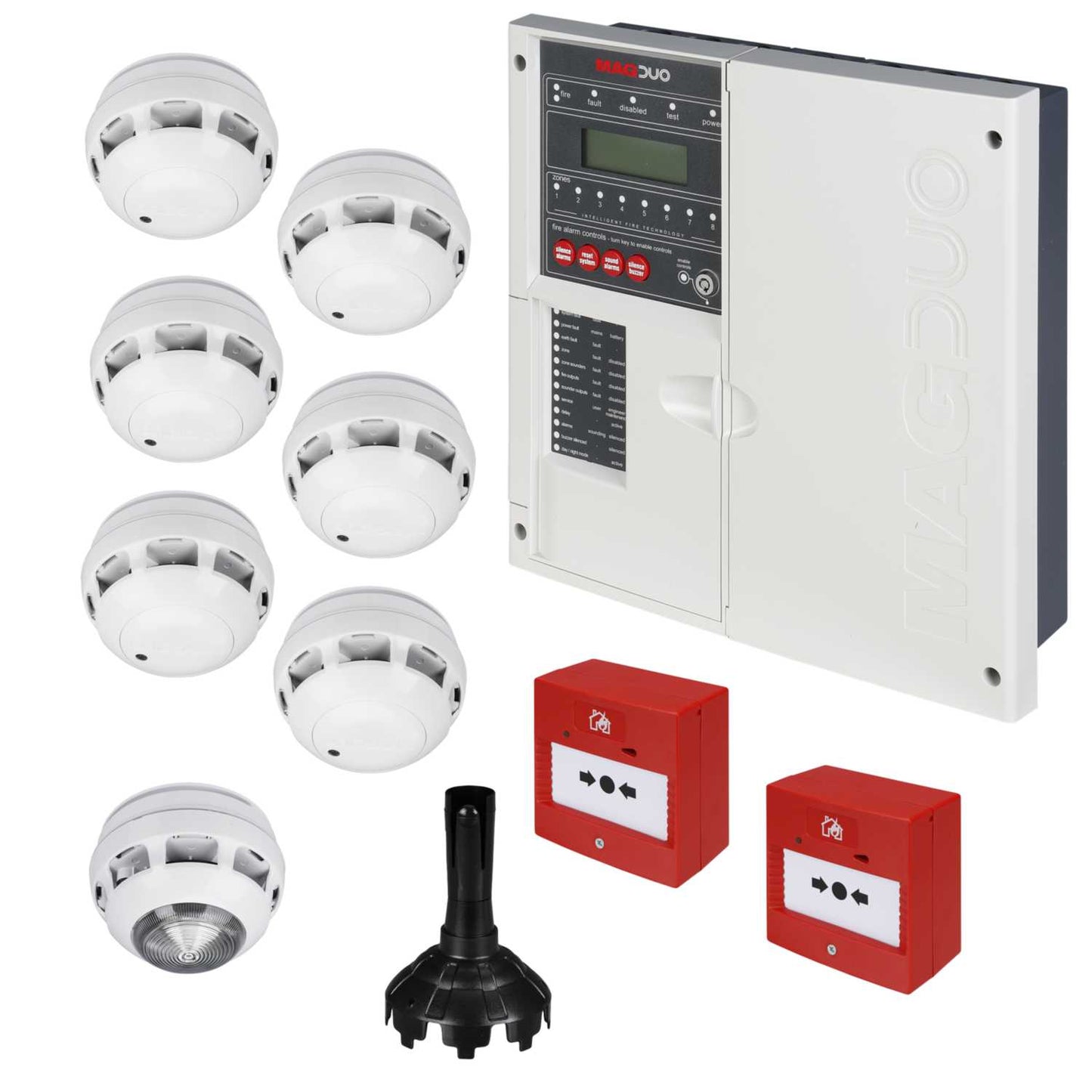 Magduo Magduo 8 Zone Two Wire Conventional Fire Alarm Kit Grey