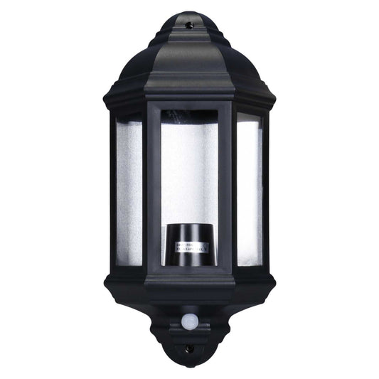 Eterna 60W Half Lantern with PIR Black