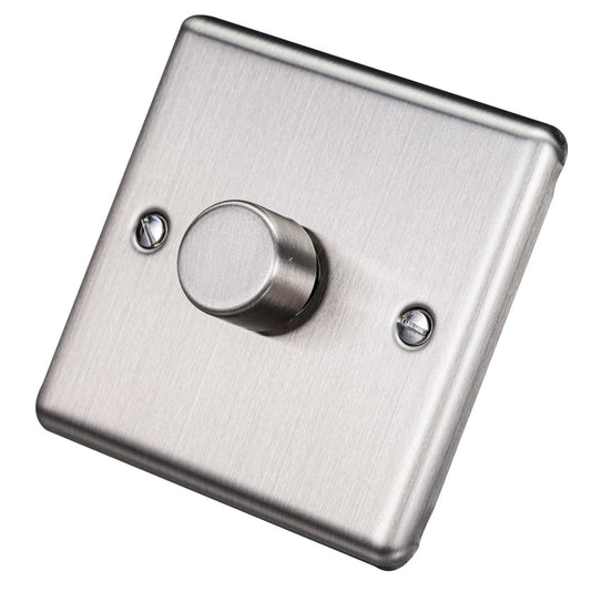 Eurolite 400W 1 Gang 2 Way Dimmer Switch Satin Stainless Steel