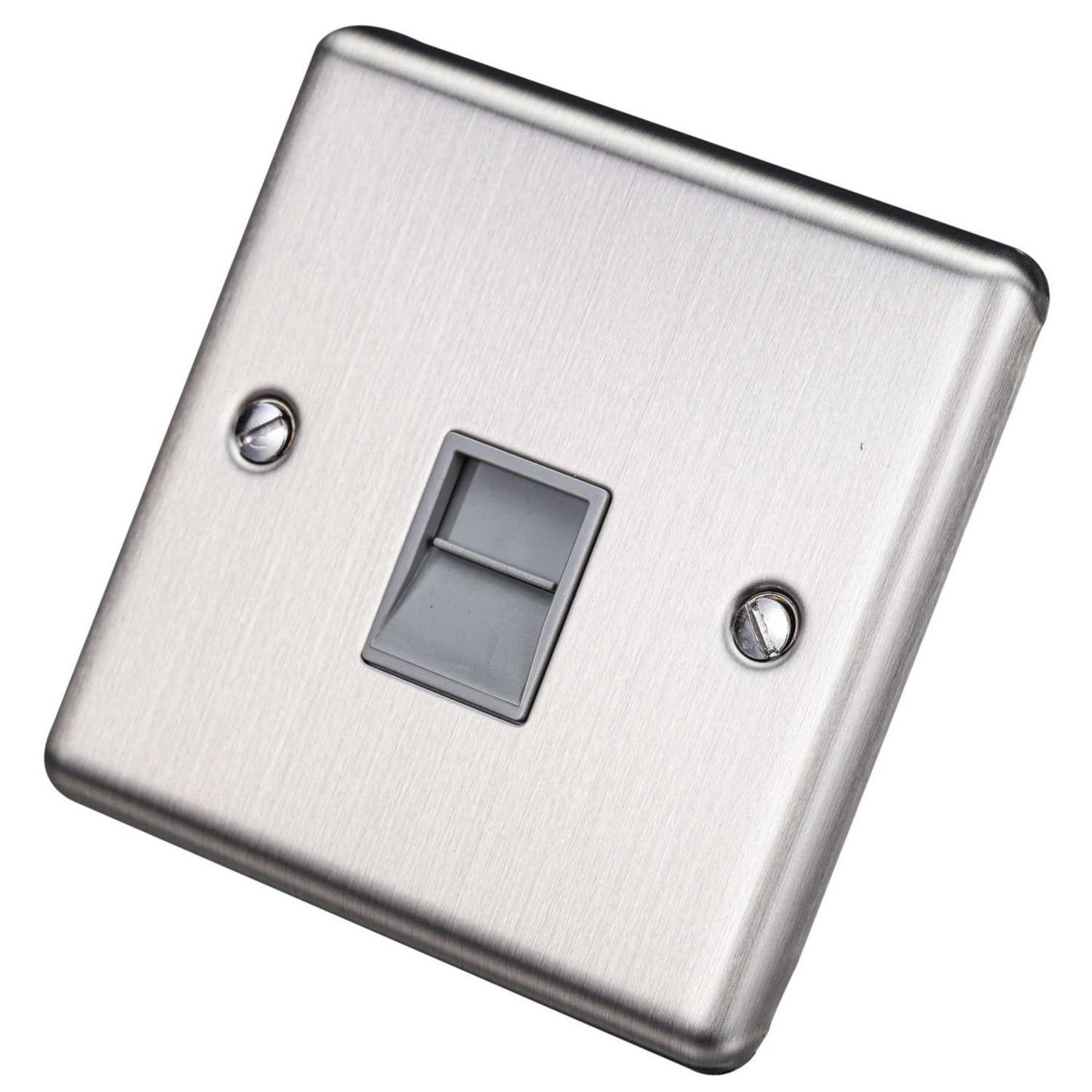 Eurolite 1 Gang Master Telephone Socket Grey Insert Satin Stainless Steel
