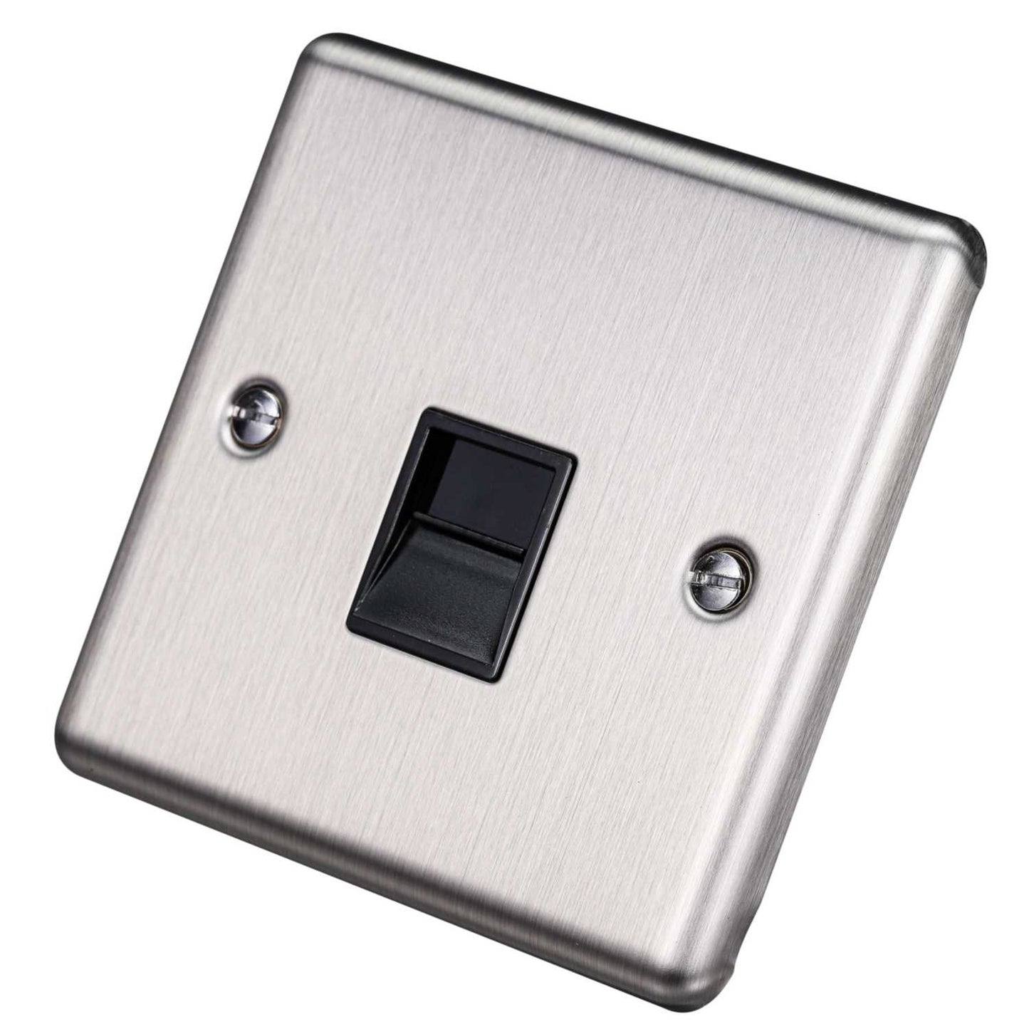 Eurolite 1 Gang Slave Telephone Socket Black Insert Satin Stainless Steel