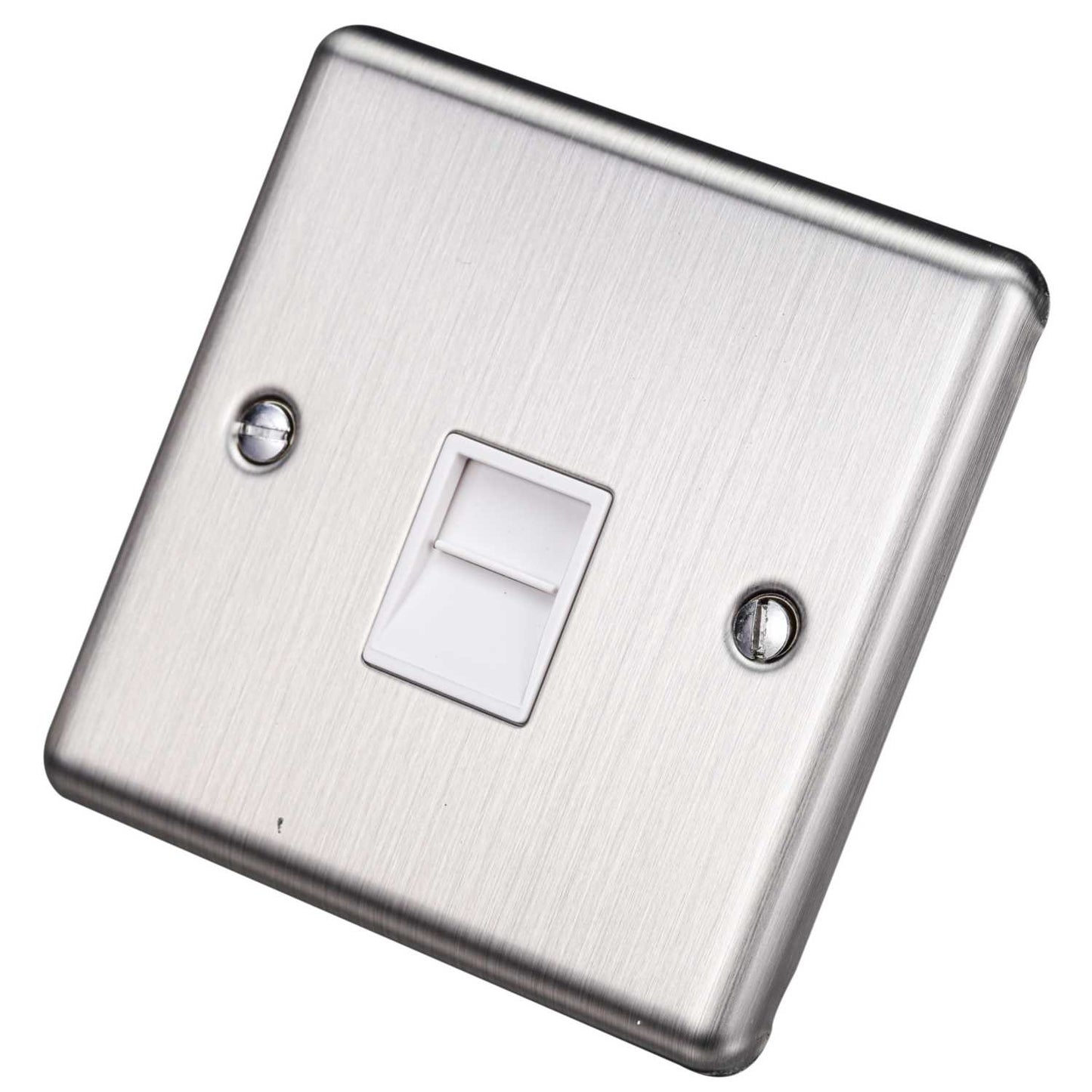 Eurolite 1 Gang Slave Telephone Socket White Insert Satin Stainless Steel