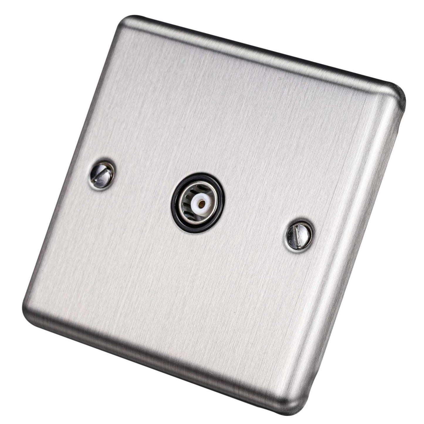 Eurolite 1 Gang Coaxial Socket Black Insert Satin Stainless Steel