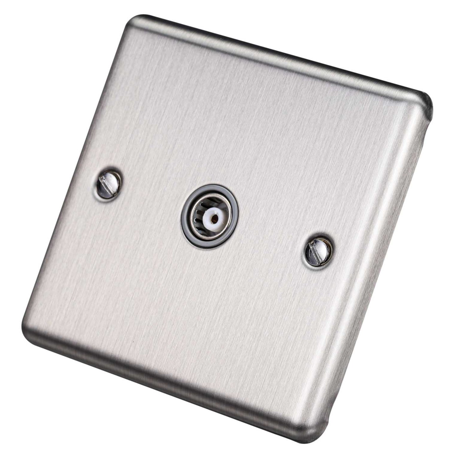 Eurolite 1 Gang Coaxial Socket Grey Insert Satin Stainless Steel