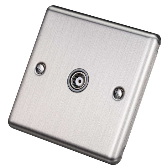 Eurolite 1 Gang Coaxial Socket Grey Insert Satin Stainless Steel
