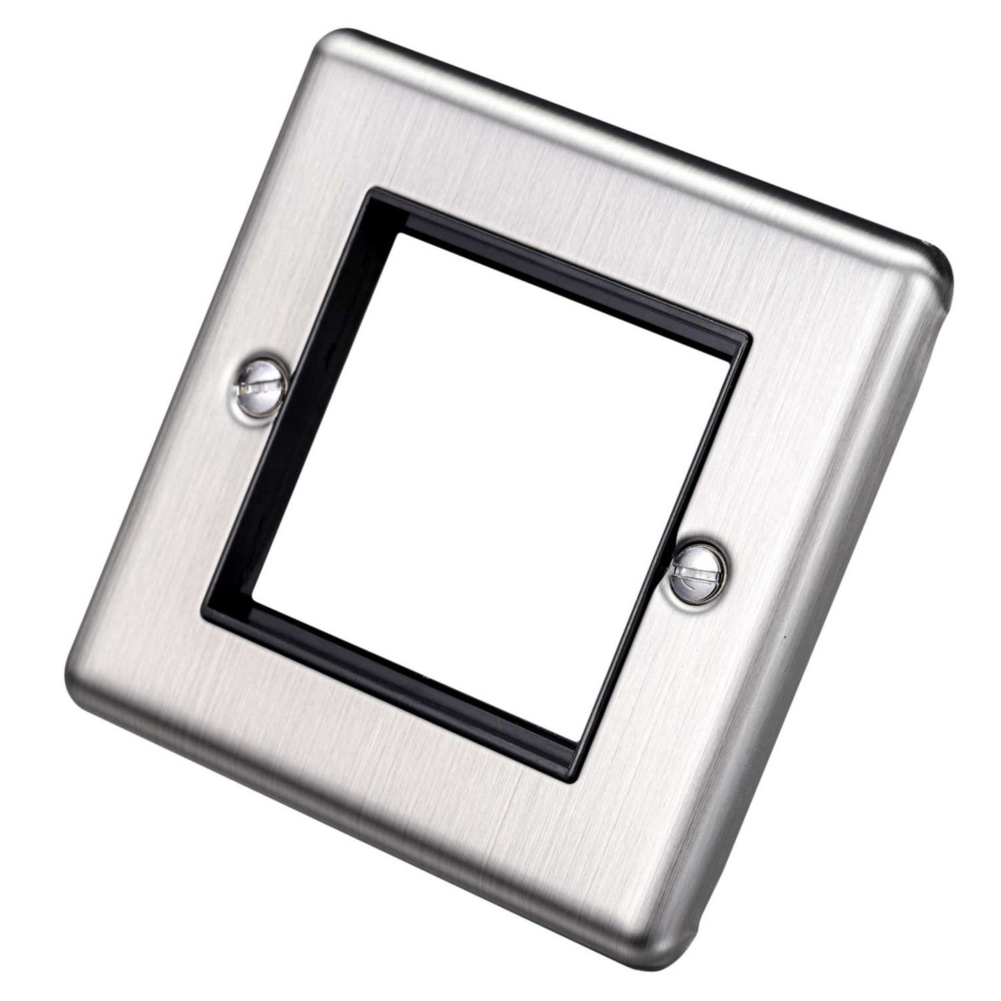Eurolite 1 Gang 2 Module Front Plate Black Insert Satin Stainless Steel