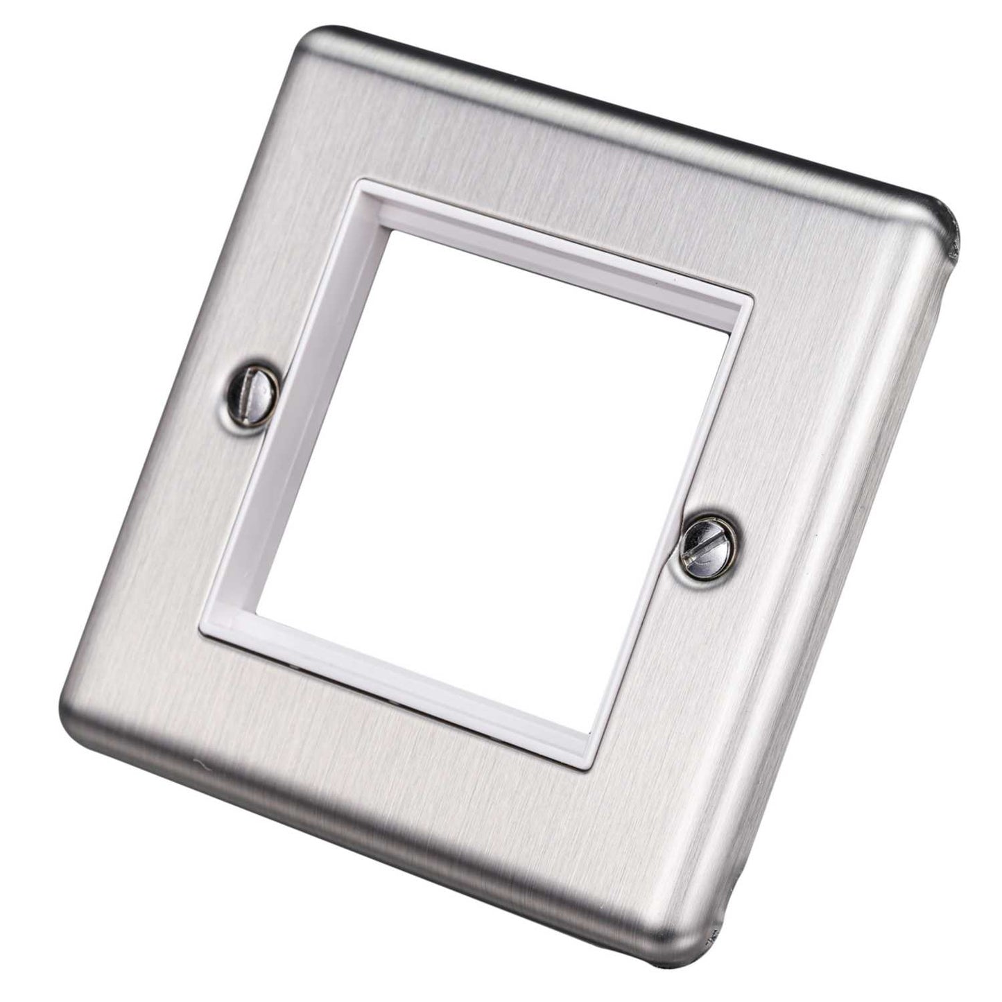 Eurolite 1 Gang 2 Module Front Plate White Insert Satin Stainless Steel