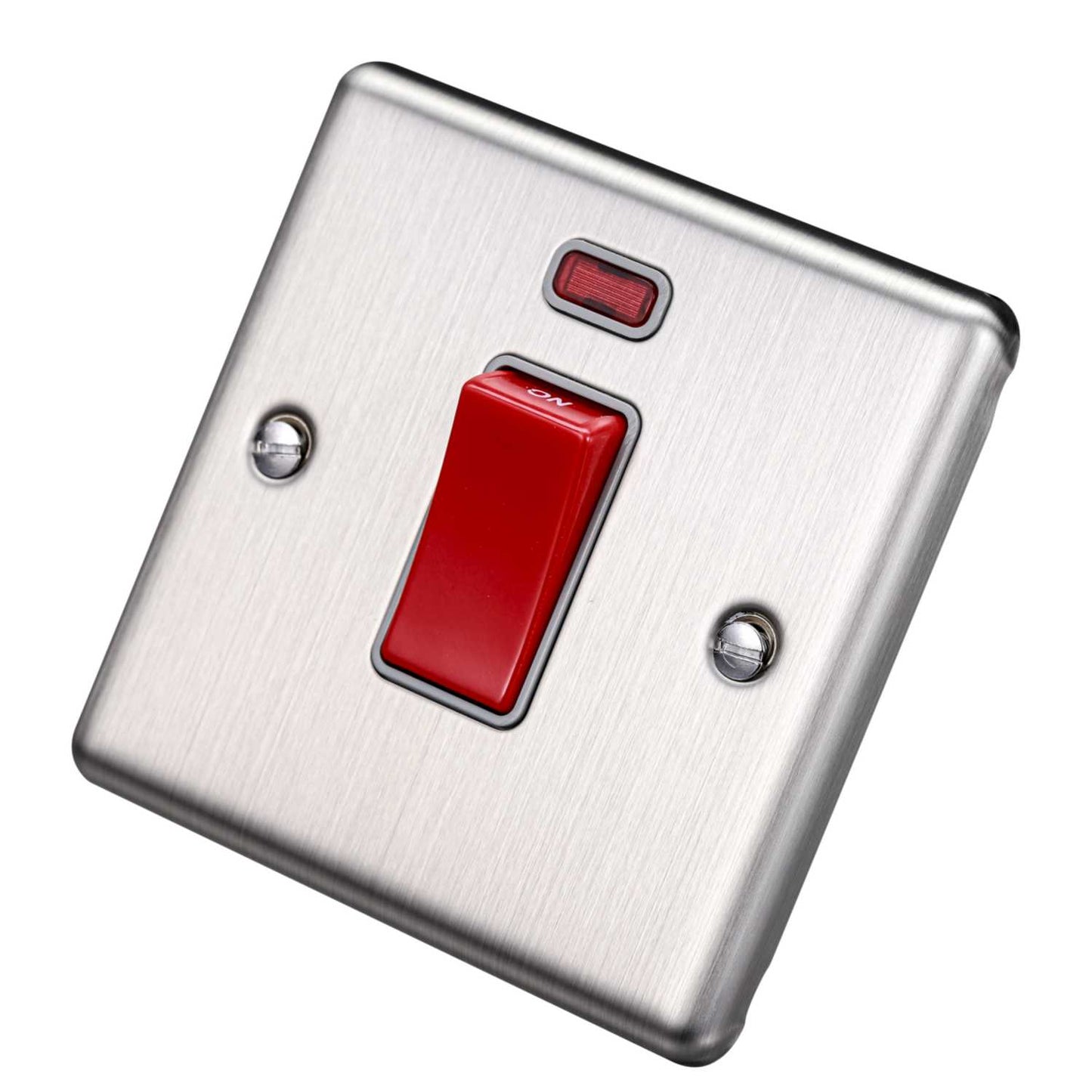 Eurolite 45A DP 1 Gang Switch with Neon Grey Insert Satin Stainless Steel
