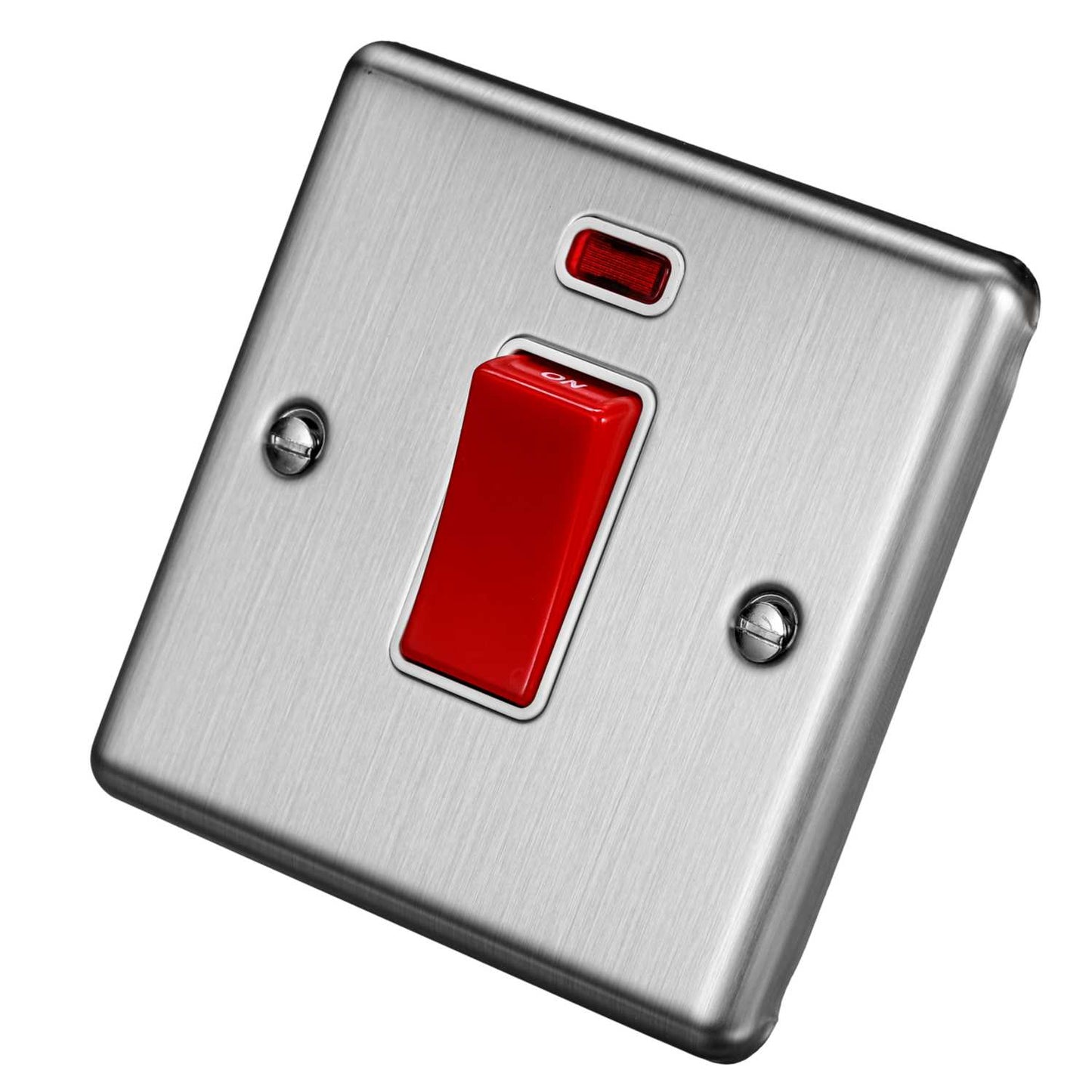 Eurolite 45A DP 1 Gang Switch with Neon White Insert Satin Stainless Steel
