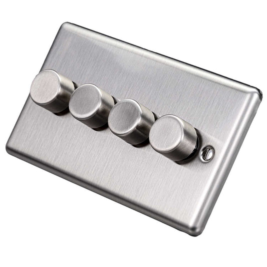 Eurolite 400W 4 Gang 2 Way Dimmer Switch Satin Stainless Steel