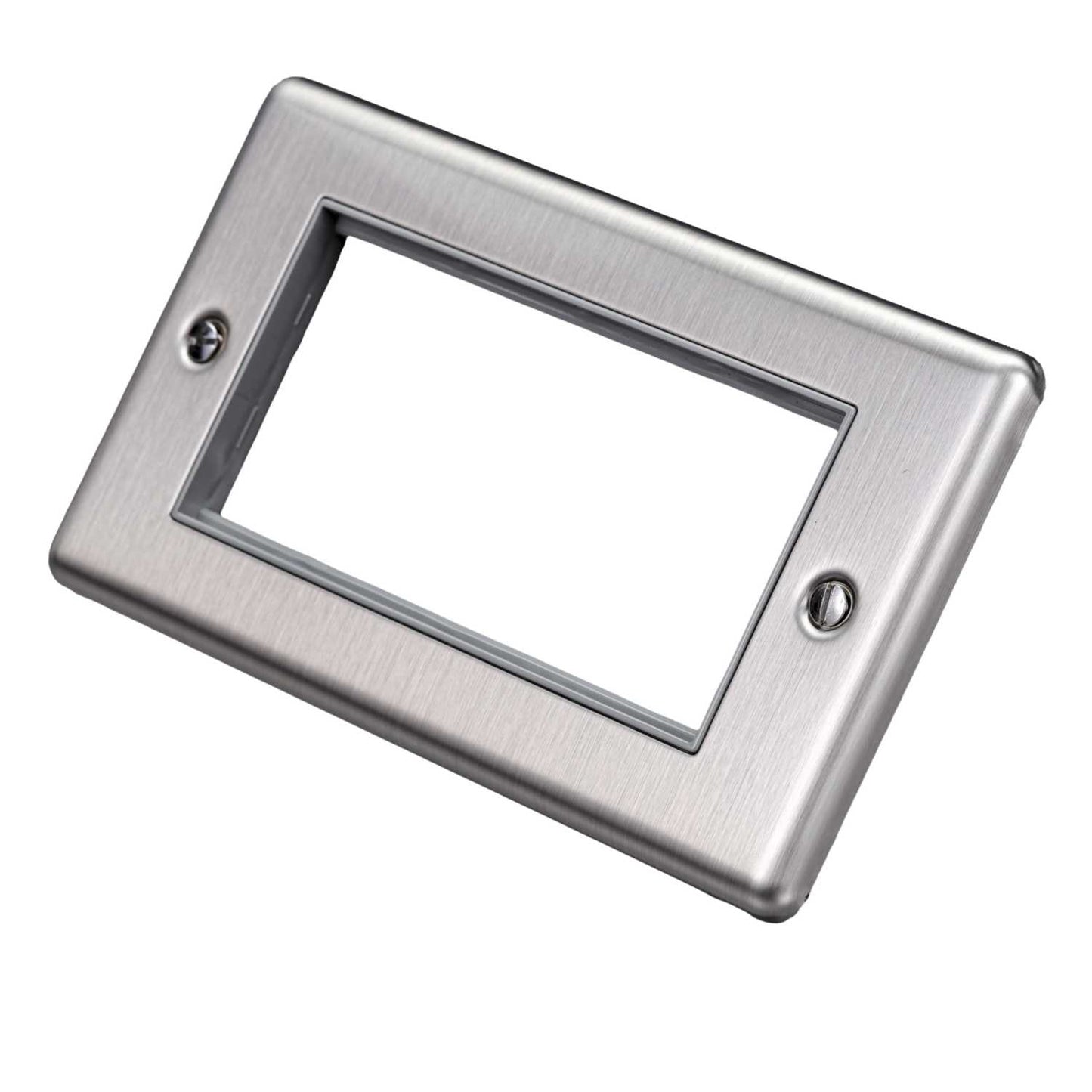 Eurolite 2 Gang 4 Module Front Plate Grey Insert Satin Stainless Steel