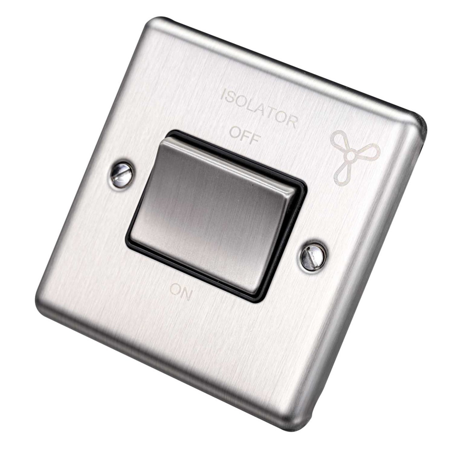 Eurolite 6A Triple Pole Fan Isolator Switch Black Insert Satin Stainless Steel