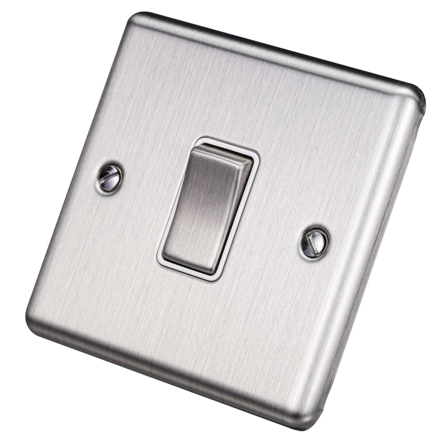 Eurolite 10A 1 Gang Intermediate Switch White Insert Satin Stainless Steel