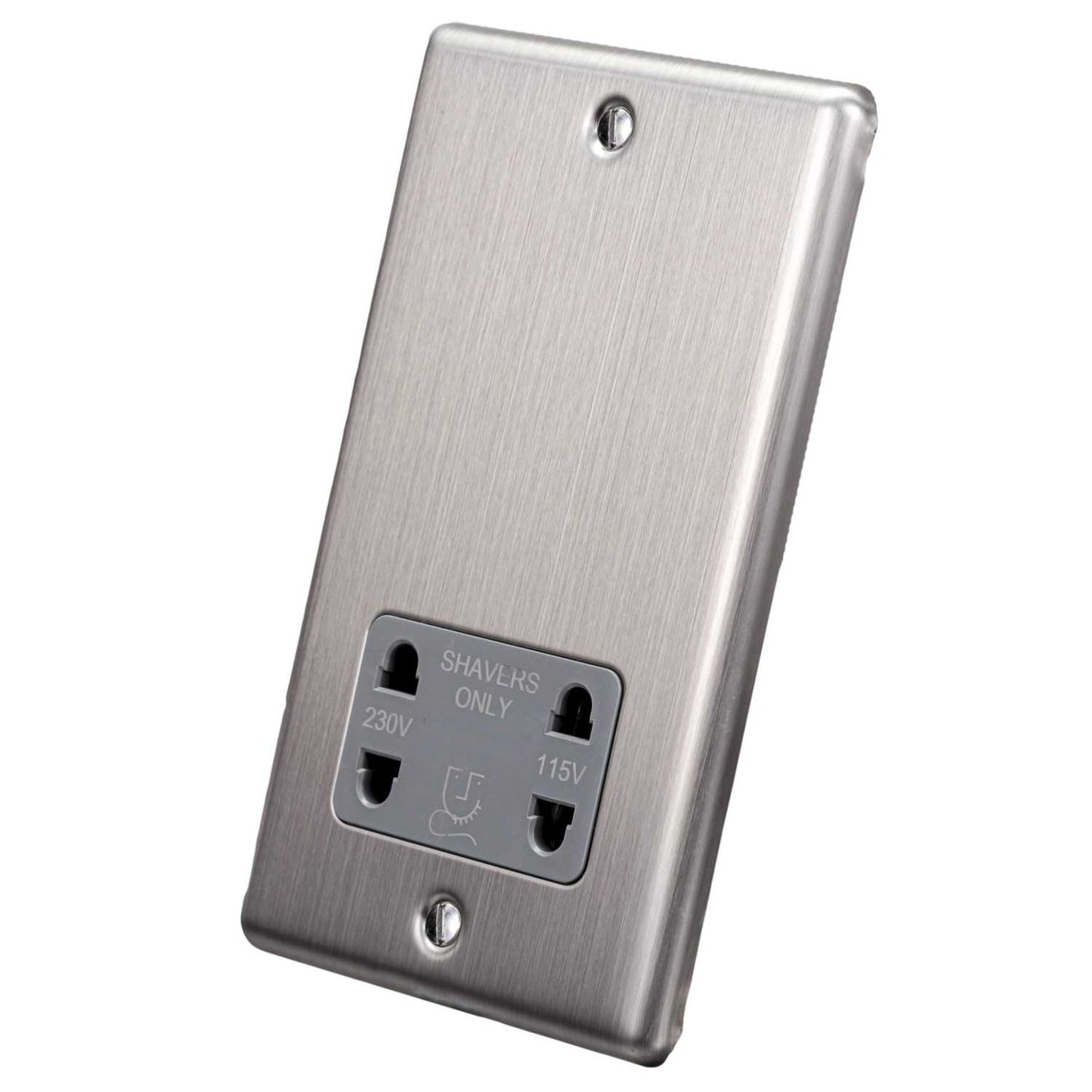 Eurolite Dual Voltage Shaver Socket Grey Insert Satin Stainless Steel