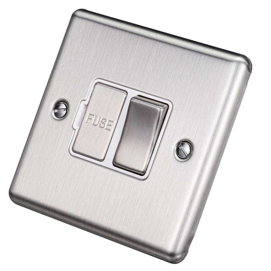 Eurolite 13A DP Switched Fused Spur White Insert Satin Stainless Steel