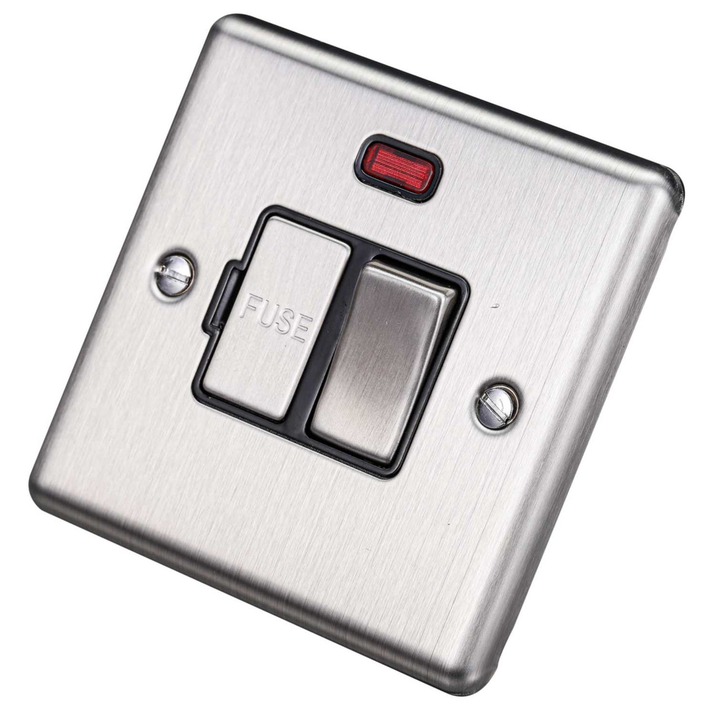 Eurolite 13A DP Switched Fused Spur with Neon Black Insert Satin Stainless Steel