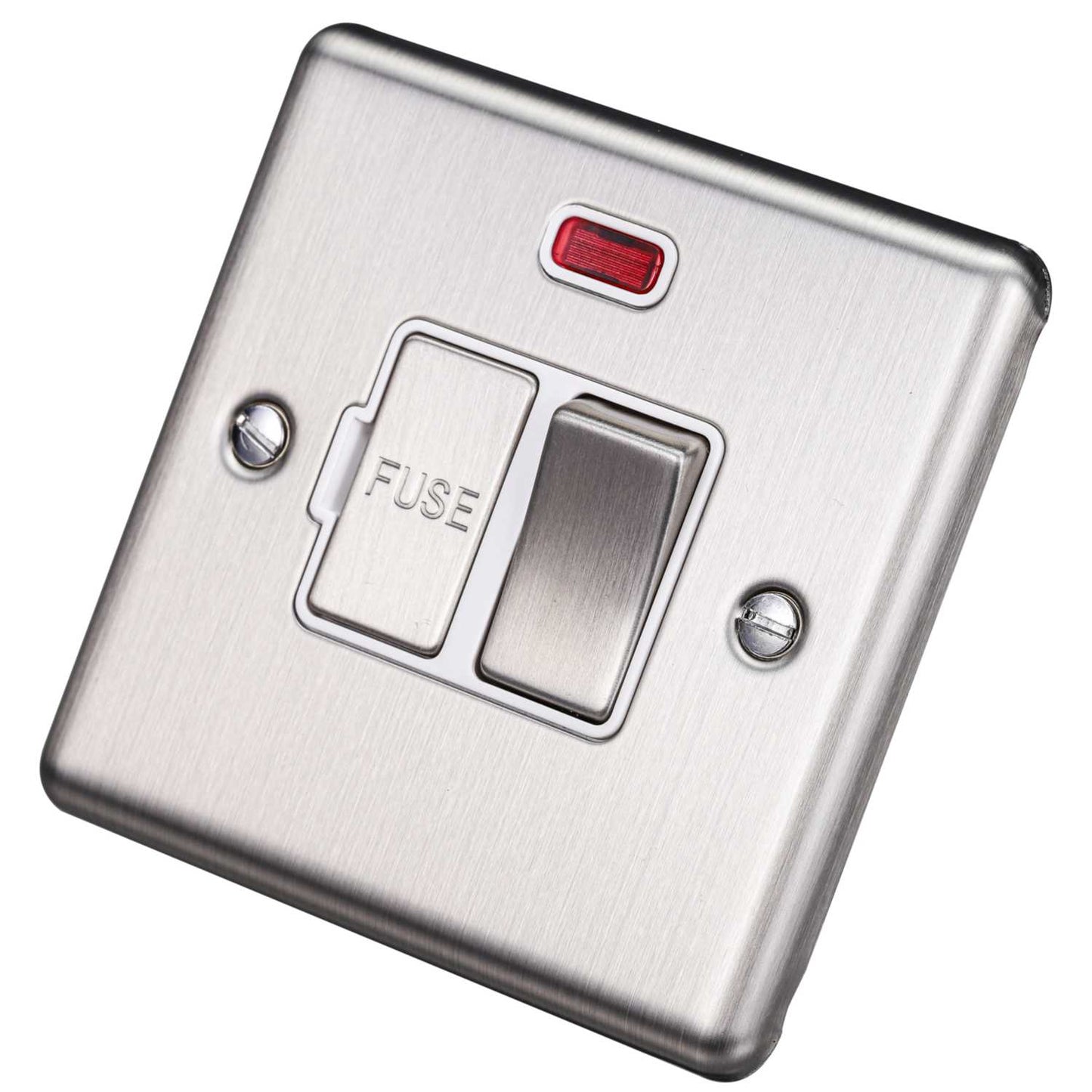 Eurolite 13A DP Switched Fused Spur with Neon White Insert Satin Stainless Steel