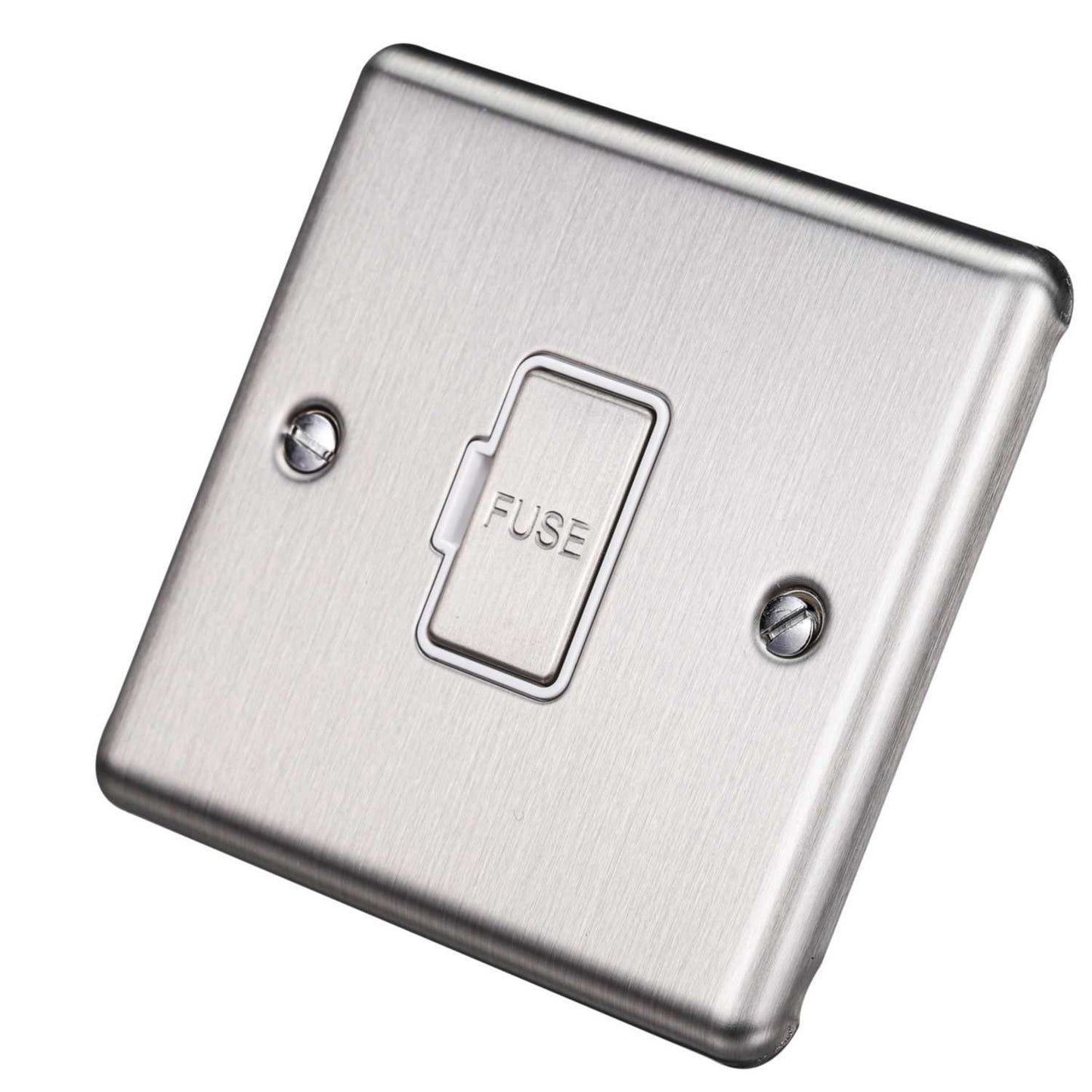 Eurolite 13A Unswitched Fused Spur White Insert Satin Stainless Steel