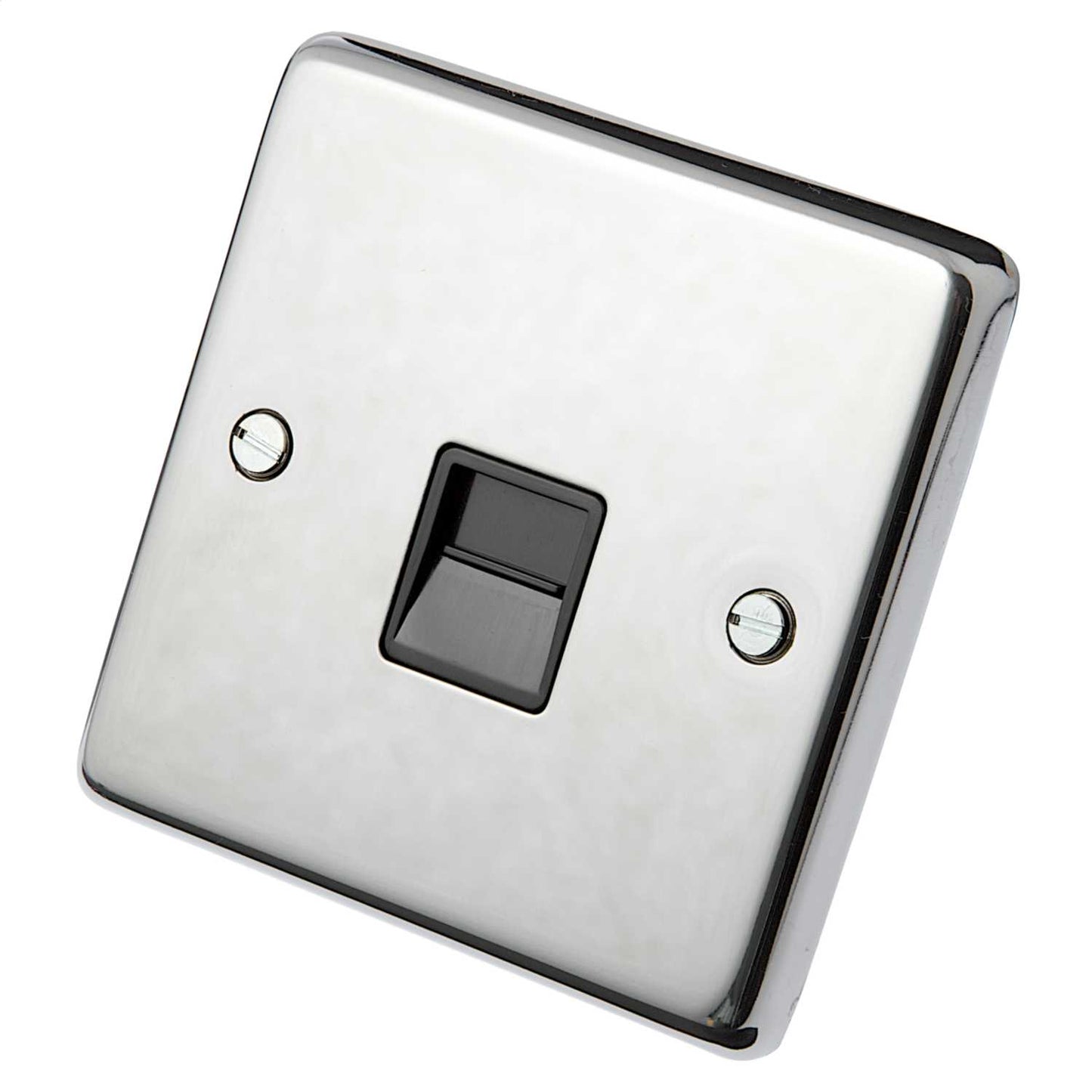 Eurolite 1 Gang Master Telephone Socket Black Insert Polished Stainless Steel